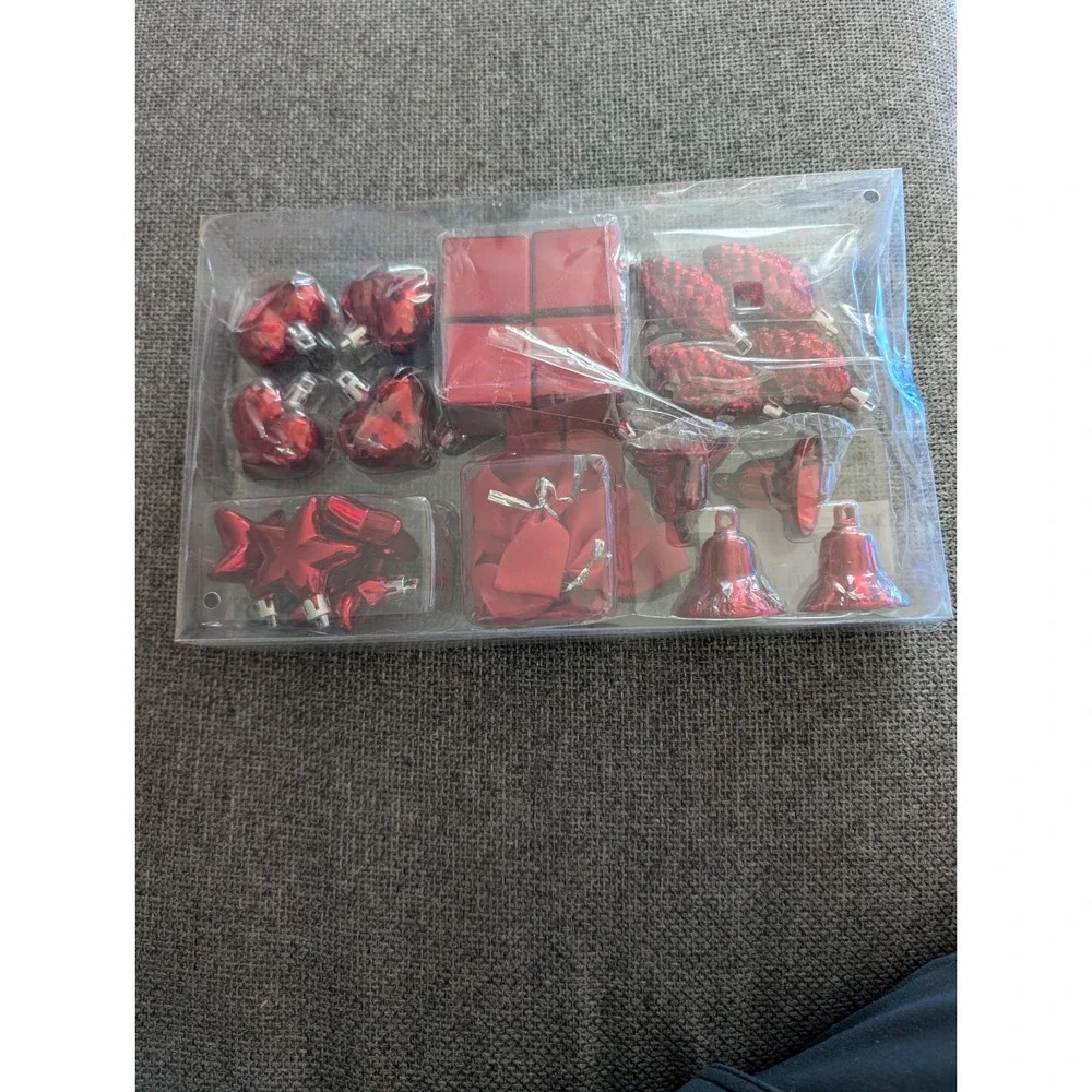 Ikea‎ Vinter 2016 Pkg of 24 Small Assorted Red Christmas Ornaments
